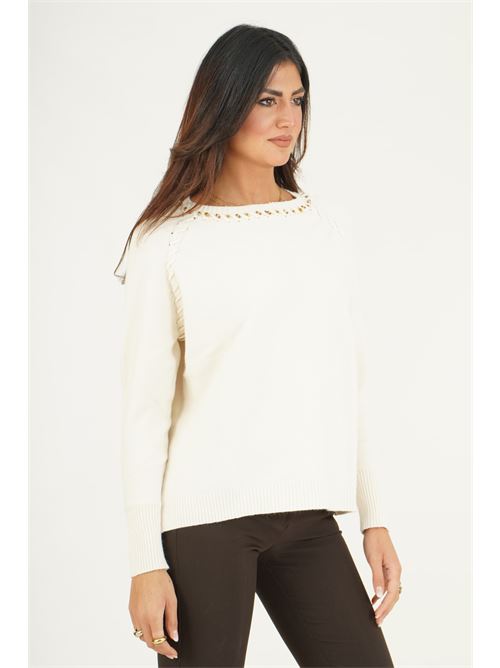 Maglia con applicazioni GM by Gai Mattiolo | GM4318ACCBURRO